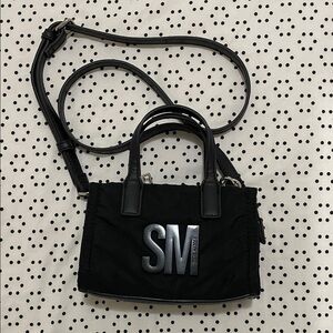 Steve Madden Black Mini Bag with Silver Logo